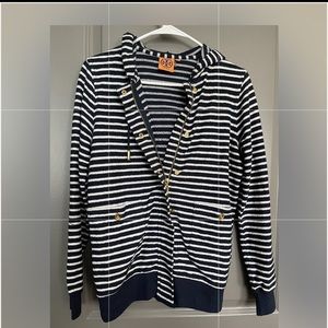 TORY BURCH stripped HOODIE long sleeve sweater size XS
